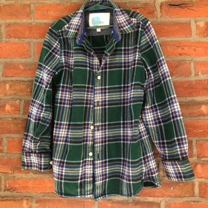 Boden Green Plaid Flannel Shirt 9-10